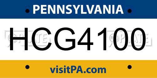 HCG4100 Pennsylvania License Plate