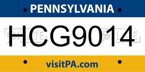 HCG9014 Pennsylvania License Plate