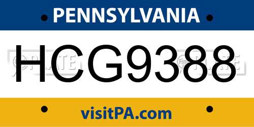 HCG9388 Pennsylvania License Plate