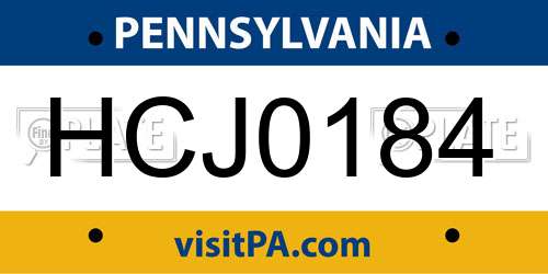 HCJ0184 Pennsylvania License Plate