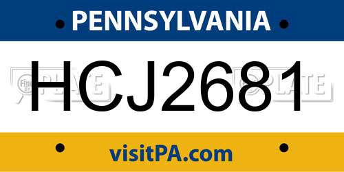 HCJ2681 Pennsylvania License Plate
