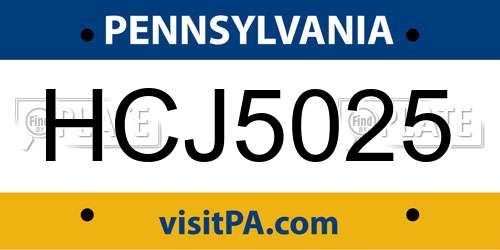 HCJ5025 Pennsylvania License Plate