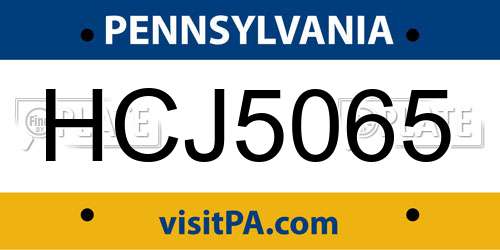 HCJ5065 Pennsylvania License Plate