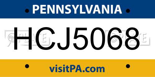 HCJ5068 Pennsylvania License Plate