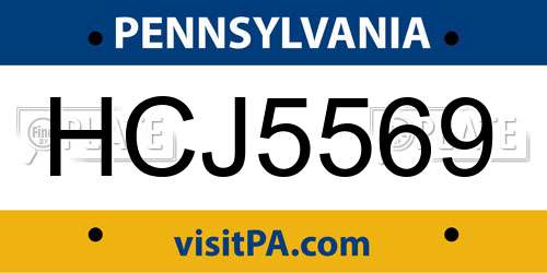 HCJ5569 Pennsylvania License Plate