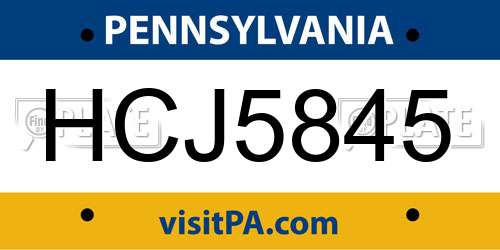 HCJ5845 Pennsylvania License Plate