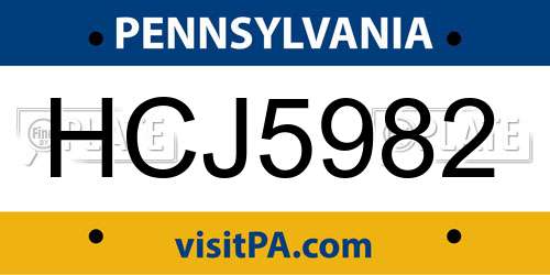 HCJ5982 Pennsylvania License Plate