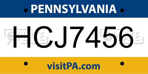 HCJ7456 Pennsylvania License Plate