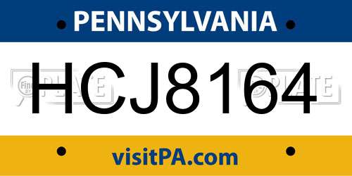 HCJ8164 Pennsylvania License Plate