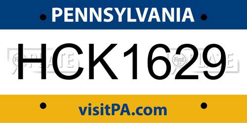 HCK1629 Pennsylvania License Plate