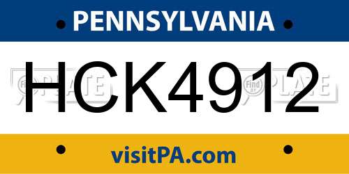 HCK4912 Pennsylvania License Plate