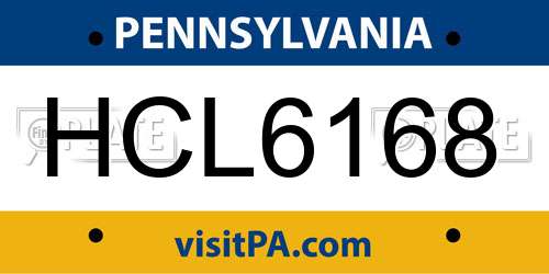 HCL6168 Pennsylvania License Plate