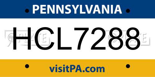 HCL7288 Pennsylvania License Plate