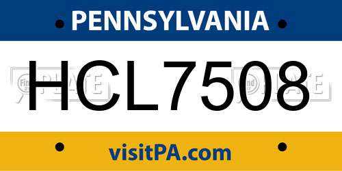 HCL7508 Pennsylvania License Plate
