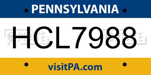 HCL7988 Pennsylvania License Plate