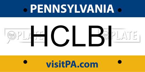 HCLBI Pennsylvania License Plate