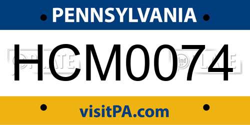 HCM0074 Pennsylvania License Plate
