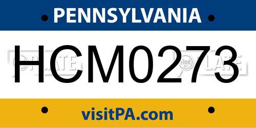 HCM0273 Pennsylvania License Plate