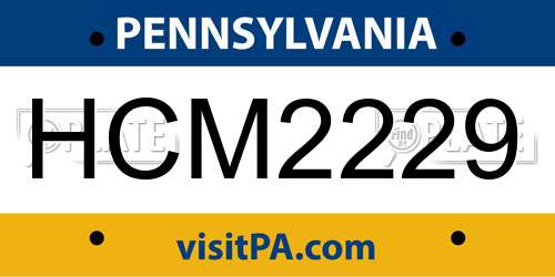 HCM2229 Pennsylvania License Plate