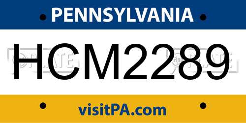 HCM2289 Pennsylvania License Plate