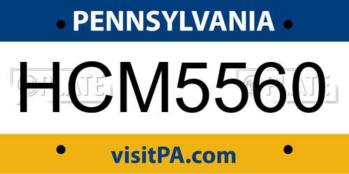 HCM5560 Pennsylvania License Plate