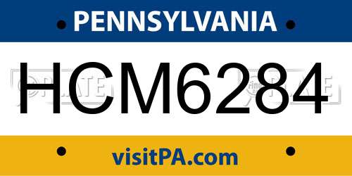 HCM6284 Pennsylvania License Plate