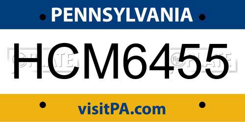 HCM6455 Pennsylvania License Plate