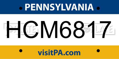 HCM6817 Pennsylvania License Plate
