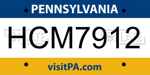 HCM7912 Pennsylvania License Plate