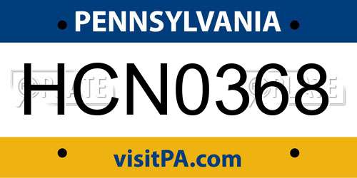 HCN0368 Pennsylvania License Plate