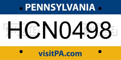 HCN0498 Pennsylvania License Plate