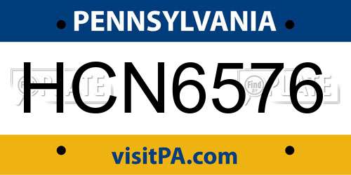 HCN6576 Pennsylvania License Plate