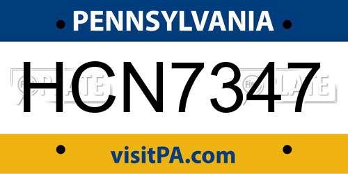 HCN7347 Pennsylvania License Plate
