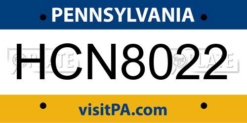 HCN8022 Pennsylvania License Plate