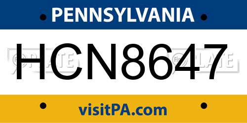 HCN8647 Pennsylvania License Plate