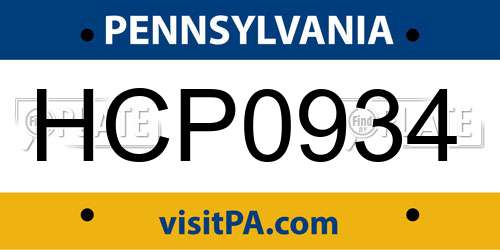 HCP0934 Pennsylvania License Plate