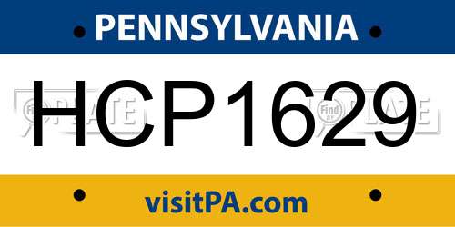 HCP1629 Pennsylvania License Plate