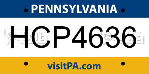 HCP4636 Pennsylvania License Plate