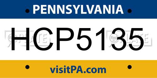 HCP5135 Pennsylvania License Plate