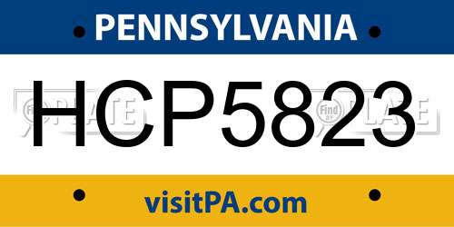HCP5823 Pennsylvania License Plate