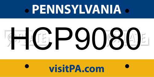 HCP9080 Pennsylvania License Plate
