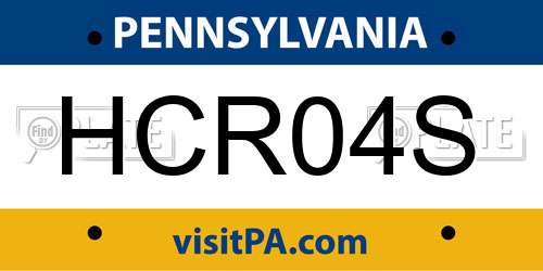 HCR04S Pennsylvania License Plate