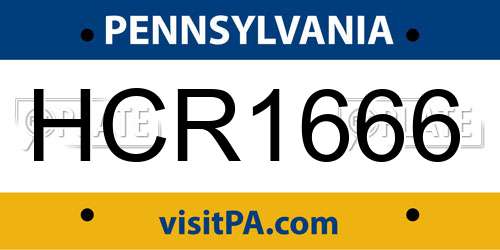HCR1666 Pennsylvania License Plate