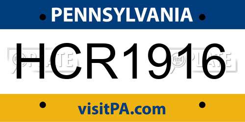 HCR1916 Pennsylvania License Plate