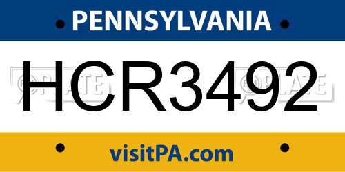 HCR3492 Pennsylvania License Plate