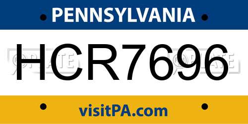 HCR7696 Pennsylvania License Plate