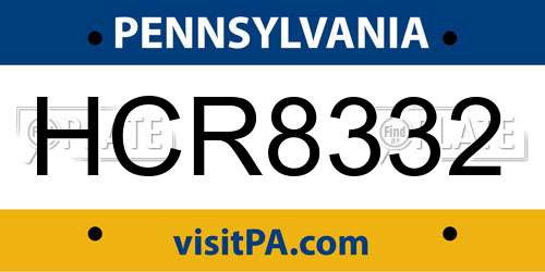 HCR8332 Pennsylvania License Plate