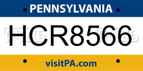 HCR8566 Pennsylvania License Plate