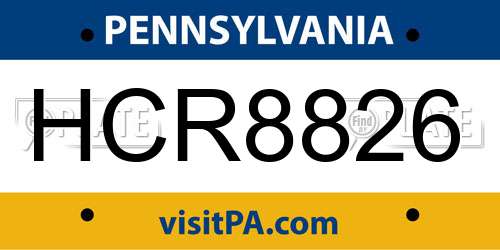 HCR8826 Pennsylvania License Plate