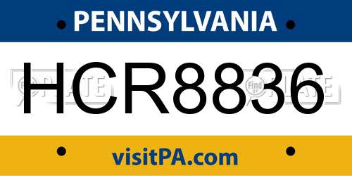 HCR8836 Pennsylvania License Plate